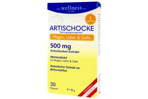 Sie sehen eine Packung Wellness ARTISCHOCKE + MARIENDISTEL, Produktbild: 01 Wellness ARTISCHOCKE + MARIENDISTEL, A-Nr.: 4774052 - 01