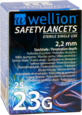 Sie sehen eine Packung Wellion SafetyLancets 23G, Produktbild: 01 Wellion SafetyLancets 23G, A-Nr.: 4091229 - 01
