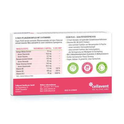 Sie sehen eine Packung Der Gehirnkomplex aus Ginkgo, Bacopa und Panax Ginseng – hochkonzentriert mit B-Vitaminen – 30 Kapseln, Produktbild: 04 Der Gehirnkomplex aus Ginkgo, Bacopa und Panax Ginseng – hochkonzentriert mit B-Vitaminen – 30 Kapseln, A-Nr.: 5895697 - 04