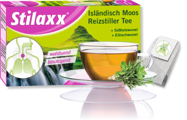 Sie sehen eine Packung Stilaxx® Reizstiller Tee für Erwachsene, Produktbild: 01 Stilaxx® Reizstiller Tee für Erwachsene, A-Nr.: 4829936 - 01