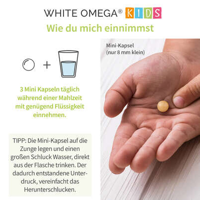 Vitamine für Kinder – für das Immunsystem – zuckerfrei – Omega-3, Vitamin C, D3+K2, Selen, Zink – 90 Mini-Kapseln (1 Monat), A-Nr.: 5614184 - 06