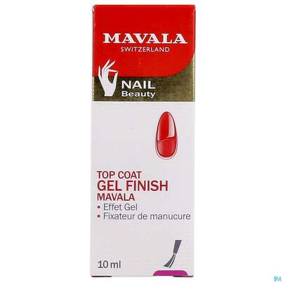 Sie sehen eine Packung Mavala Gel Finish Top Coat Ueberlack 10ml, Produktbild: 01 Mavala Gel Finish Top Coat Ueberlack 10ml, A-Nr.: 4270469 - 01