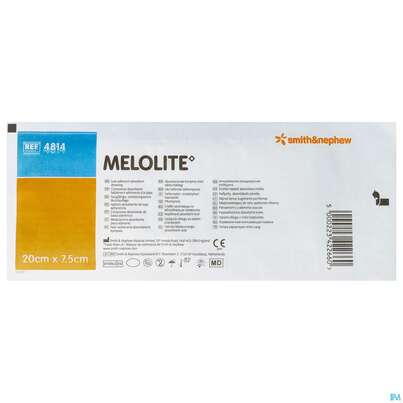 Sie sehen eine Packung Wundauflagen Melolite Nichthaftend Steril 20x 7,5cm 4814 1st, Produktbild: 01 Wundauflagen Melolite Nichthaftend Steril 20x 7,5cm 4814 1st, A-Nr.: 0793851 - 01
