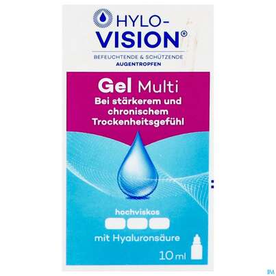 Sie sehen eine Packung Augentropfen Hylo-vision Gel Multi 10ml 1st, Produktbild: 01 Augentropfen Hylo-vision Gel Multi 10ml 1st, A-Nr.: 4299295 - 01
