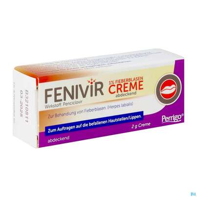 Sie sehen eine Packung Fenivir Fieberblasencreme 1% Abdeckend 2g, Produktbild: 02 Fenivir Fieberblasencreme 1% Abdeckend 2g, A-Nr.: 4217943 - 02