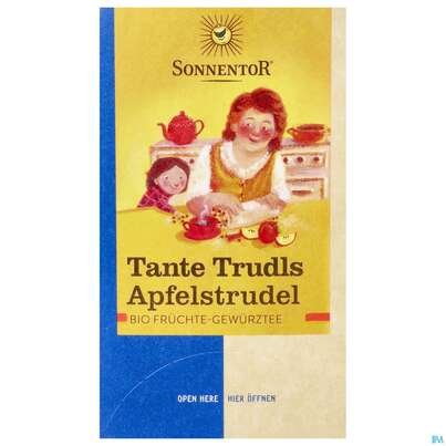 Sie sehen eine Packung Sonnentor Tee/bio Tante Trudls Apfelstrudel Tee 02236 18st, Produktbild: 01 Sonnentor Tee/bio Tante Trudls Apfelstrudel Tee 02236 18st, A-Nr.: 4388805 - 01