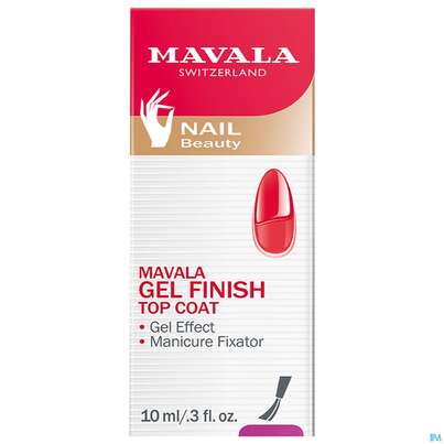 Sie sehen eine Packung Mavala Gel Finish Top Coat Ueberlack 10ml, Produktbild: 04 Mavala Gel Finish Top Coat Ueberlack 10ml, A-Nr.: 4270469 - 04