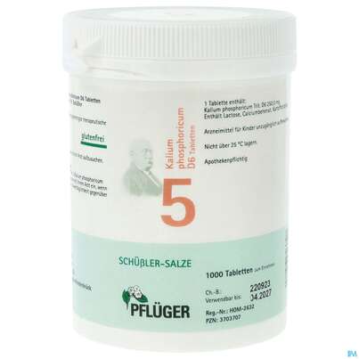 Sie sehen eine Packung Schuess 5 Kal Phos D 6 Pflu 250g, Produktbild: 01 Schuess 5 Kal Phos D 6 Pflu 250g, A-Nr.: 3703707 - 01