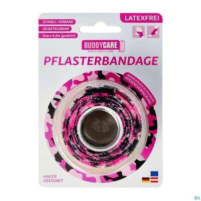 Sie sehen eine Packung Buddycare Pflasterbandage Med Latexfrei Flexibel Kohaesiv 5cmx 4,5m Camou Rosa 1st, Produktbild: 02 Buddycare Pflasterbandage Med Latexfrei Flexibel Kohaesiv 5cmx 4,5m Camou Rosa 1st, A-Nr.: 5289442 - 02