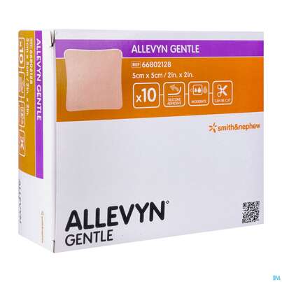 Sie sehen eine Packung Wundauflagen Allevyn/gentle Haftend +gelkleber 5x 5cm 10st, Produktbild: 03 Wundauflagen Allevyn/gentle Haftend +gelkleber 5x 5cm 10st, A-Nr.: 3748035 - 03