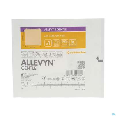Sie sehen eine Packung Wundauflagen Allevyn/gentle Haftend +gelkleber 5x 5cm 10st, Produktbild: 04 Wundauflagen Allevyn/gentle Haftend +gelkleber 5x 5cm 10st, A-Nr.: 3748035 - 04