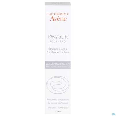 Sie sehen eine Packung Avene Physiolift Straffende Tag Emulsion 30ml, Produktbild: 01 Avene Physiolift Straffende Tag Emulsion 30ml, A-Nr.: 4371727 - 01