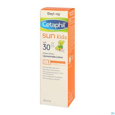Sie sehen eine Packung Sonnenprodukte Cetaphil Sun Daylong Liposomale Lotion Kids Spf30 100ml, Produktbild: 02 Sonnenprodukte Cetaphil Sun Daylong Liposomale Lotion Kids Spf30 100ml, A-Nr.: 5129750 - 02