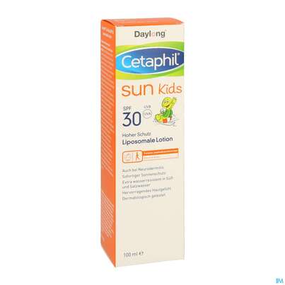 Sie sehen eine Packung Sonnenprodukte Cetaphil Sun Daylong Liposomale Lotion Kids Spf30 100ml, Produktbild: 03 Sonnenprodukte Cetaphil Sun Daylong Liposomale Lotion Kids Spf30 100ml, A-Nr.: 5129750 - 03
