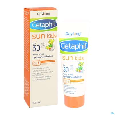 Sie sehen eine Packung Sonnenprodukte Cetaphil Sun Daylong Liposomale Lotion Kids Spf30 100ml, Produktbild: 05 Sonnenprodukte Cetaphil Sun Daylong Liposomale Lotion Kids Spf30 100ml, A-Nr.: 5129750 - 05