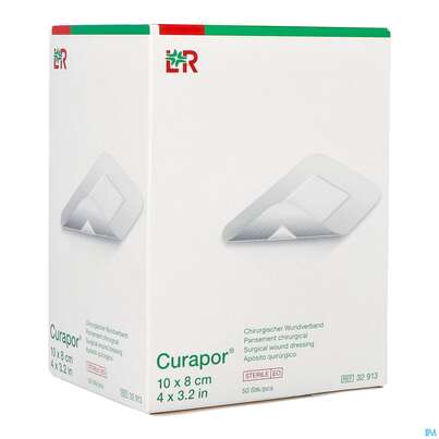 Sie sehen eine Packung Wundverband Curapor Steril Chirurgisch 10x 8cm 50st, Produktbild: 04 Wundverband Curapor Steril Chirurgisch 10x 8cm 50st, A-Nr.: 4041651 - 04