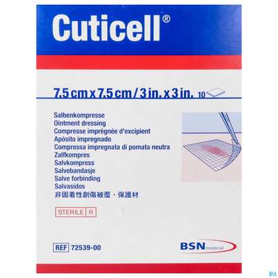 Sie sehen eine Packung Wundauflagen Cutimed Distanzgitter Eucerit 7,5x 7,5cm 71007 10st, Produktbild: 01 Wundauflagen Cutimed Distanzgitter Eucerit 7,5x 7,5cm 71007 10st, A-Nr.: 4321758 - 01