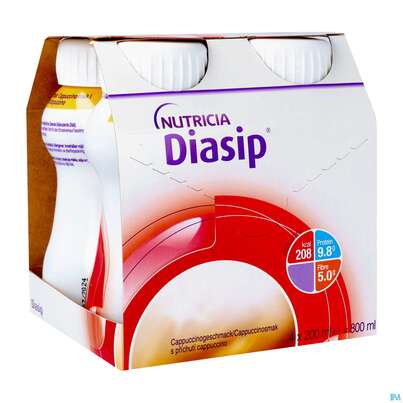 Sie sehen eine Packung Diasip 200ml Cappuccino 4st, Produktbild: 02 Diasip 200ml Cappuccino 4st, A-Nr.: 4299013 - 02