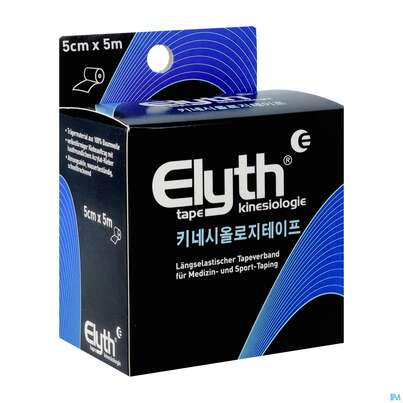 Sie sehen eine Packung Tape Elyth Kinesiotape-verband 5cmx 5m Schwarz 1st, Produktbild: 03 Tape Elyth Kinesiotape-verband 5cmx 5m Schwarz 1st, A-Nr.: 3267270 - 03