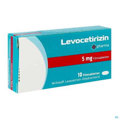 Sie sehen eine Packung Levocetirizin-+pharma Filmtabl 5mg 10st, Produktbild: 02 Levocetirizin-+pharma Filmtabl 5mg 10st, A-Nr.: 4475823 - 02