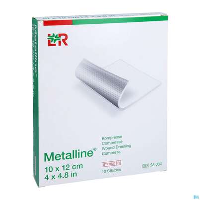 Sie sehen eine Packung Kompressen Metalline-lohmann Entkeimt 10x 12cm 10st, Produktbild: 03 Kompressen Metalline-lohmann Entkeimt 10x 12cm 10st, A-Nr.: 0191477 - 03