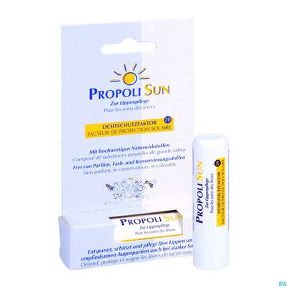 Sie sehen eine Packung Sonnenprodukte Propoli Lippenpflegestift Sun 1st, Produktbild: 08 Sonnenprodukte Propoli Lippenpflegestift Sun 1st, A-Nr.: 3693305 - 08