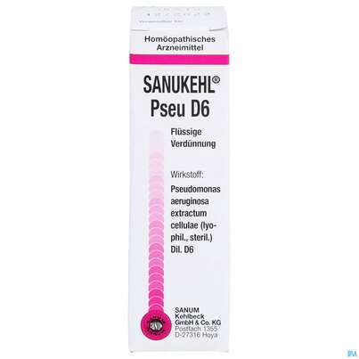 Sie sehen eine Packung Sanukehl Pseu Tropfen D6 10ml, Produktbild: 01 Sanukehl Pseu Tropfen D6 10ml, A-Nr.: 2216980 - 01