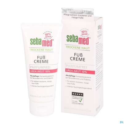 Sie sehen eine Packung Fuss Creme Sebamed Trockene Haut Urea 10% Parf.fr 100ml, Produktbild: 04 Fuss Creme Sebamed Trockene Haut Urea 10% Parf.fr 100ml, A-Nr.: 4084956 - 04