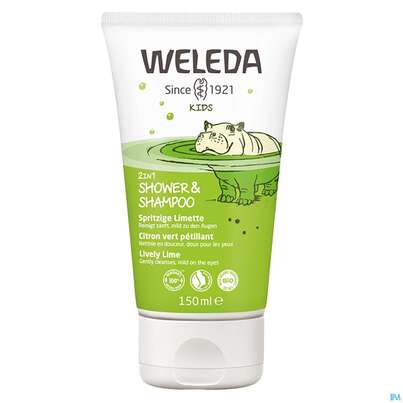 Sie sehen eine Packung Shampoon Weleda Kids 2in1 +shower Spritzige Limette 150ml, Produktbild: 01 Shampoon Weleda Kids 2in1 +shower Spritzige Limette 150ml, A-Nr.: 4520305 - 01