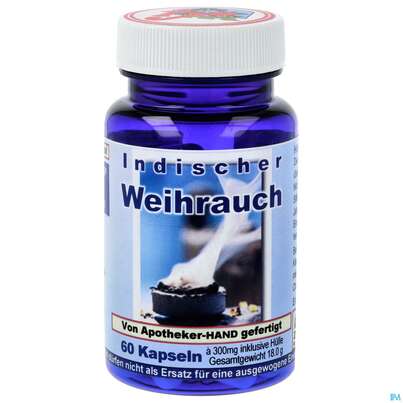 Sie sehen eine Packung Weihrauch Kapseln Indische -dreif 60st, Produktbild: 01 Weihrauch Kapseln Indische -dreif 60st, A-Nr.: 3396659 - 01
