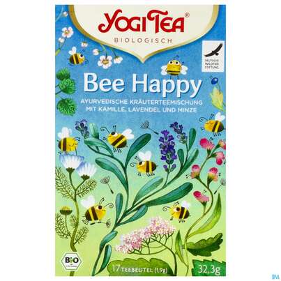 Sie sehen eine Packung Yogi Tea Bio Bee Happy 32,3g 17st, Produktbild: 01 Yogi Tea Bio Bee Happy 32,3g 17st, A-Nr.: 5750208 - 01