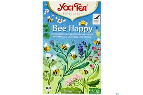 Sie sehen eine Packung Yogi Tea Bio Bee Happy 32,3g 17st, Produktbild: 01 Yogi Tea Bio Bee Happy 32,3g 17st, A-Nr.: 5750208 - 01