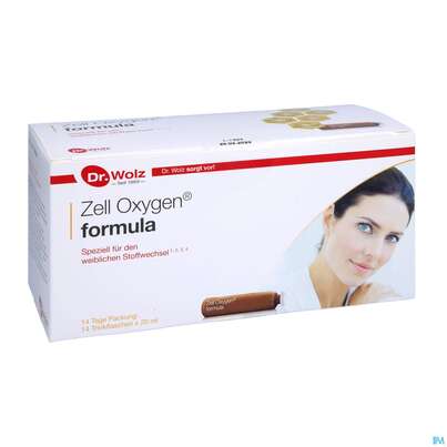 Sie sehen eine Packung Zell Oxygen Dr.wolz Trink-ampullen Formula Nr.60614 14x20 280ml, Produktbild: 02 Zell Oxygen Dr.wolz Trink-ampullen Formula Nr.60614 14x20 280ml, A-Nr.: 2526114 - 02