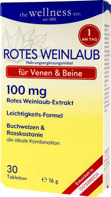 Sie sehen eine Packung Wellness ROTES WEINLAUB + BUCHWEIZEN + ROSSKASTANIEN, Produktbild: 01 Wellness ROTES WEINLAUB + BUCHWEIZEN + ROSSKASTANIEN, A-Nr.: 4795999 - 01