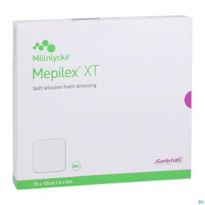 Sie sehen eine Packung Wundverband Mepilex/xt Silikon 15x15cm 5st, Produktbild: 03 Wundverband Mepilex/xt Silikon 15x15cm 5st, A-Nr.: 4301595 - 03