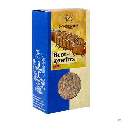 Sie sehen eine Packung Sonnentor Gewuerzmischung/bio Brotgewuerz Ganz 00323 50g, Produktbild: 02 Sonnentor Gewuerzmischung/bio Brotgewuerz Ganz 00323 50g, A-Nr.: 3739266 - 02