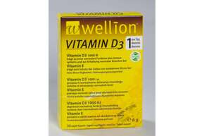 Sie sehen eine Packung Wellion Vitamin D3 Kapseln, 30 Stück, Produktbild: 01 Wellion Vitamin D3 Kapseln, 30 Stück, A-Nr.: 5720874 - 01
