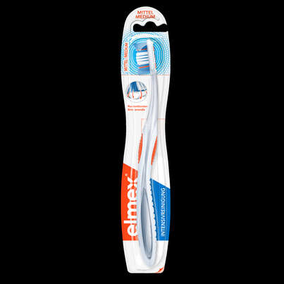 Sie sehen eine Packung elmex® Intensivreinigung Zahnbürste, mittel, Produktbild: 01 elmex® Intensivreinigung Zahnbürste, mittel, A-Nr.: 3871008 - 01