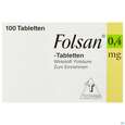 Sie sehen eine Packung Folsan Tabl 0,4mg 100st, Produktbild: 01 Folsan Tabl 0,4mg 100st, A-Nr.: 2423259 - 01