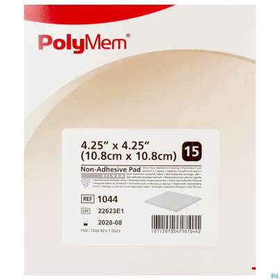 Sie sehen eine Packung Wundauflagen Polymem Non/adhesive Silver 10,8x 10,8cm Nr 1044 15st, Produktbild: 01 Wundauflagen Polymem Non/adhesive Silver 10,8x 10,8cm Nr 1044 15st, A-Nr.: 3042602 - 01