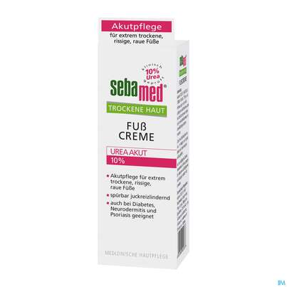 Sie sehen eine Packung Fuss Creme Sebamed Akut Urea 10% 100ml, Produktbild: 02 Fuss Creme Sebamed Akut Urea 10% 100ml, A-Nr.: 3399586 - 02