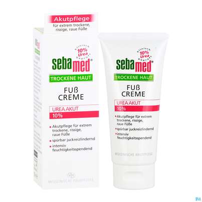 Sie sehen eine Packung Fuss Creme Sebamed Akut Urea 10% 100ml, Produktbild: 04 Fuss Creme Sebamed Akut Urea 10% 100ml, A-Nr.: 3399586 - 04