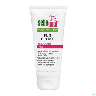 Sie sehen eine Packung Fuss Creme Sebamed Akut Urea 10% 100ml, Produktbild: 06 Fuss Creme Sebamed Akut Urea 10% 100ml, A-Nr.: 3399586 - 06