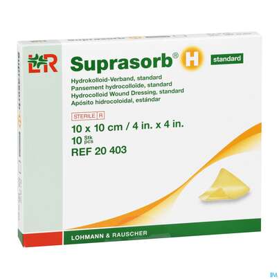 Sie sehen eine Packung Suprasorb H Hydrokolloid-verband Standard 10x10cm 10st, Produktbild: 03 Suprasorb H Hydrokolloid-verband Standard 10x10cm 10st, A-Nr.: 5095040 - 03
