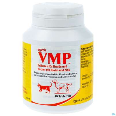Sie sehen eine Packung Veterinaerprodukte Vmp Tabl 50st, Produktbild: 01 Veterinaerprodukte Vmp Tabl 50st, A-Nr.: 1167423 - 01