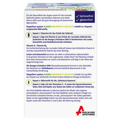 Sie sehen eine Packung Doppelherz system AUGEN SEHKRAFT + SCHUTZ - TAG + NACHT, Produktbild: 01 Doppelherz system AUGEN SEHKRAFT + SCHUTZ - TAG + NACHT, A-Nr.: 3448451 - 01