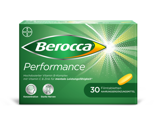 Sie sehen eine Packung Berocca® Performance Filmtabletten, Produktbild: 01 Berocca® Performance Filmtabletten, A-Nr.: 5662556 - 01