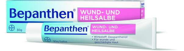 Sie sehen eine Packung Bepanthen® Wund- und Heilsalbe, Produktbild: 01 Bepanthen® Wund- und Heilsalbe, A-Nr.: 0006907 - 01