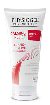 Sie sehen eine Packung PHYSIOGEL® Calming Relief A.I. Handcreme für gereizte Hände, Produktbild: 01 PHYSIOGEL® Calming Relief A.I. Handcreme für gereizte Hände, A-Nr.: 5460290 - 01