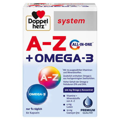 Doppelherz system A-Z + OMEGA-3 mit 19 ausgewählten Vitaminen und Mineralstoffen, A-Nr.: 5721017 - 01